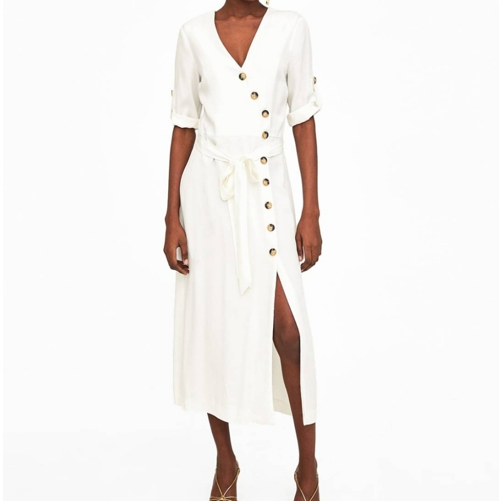 Zara Midi Dress With Buttons